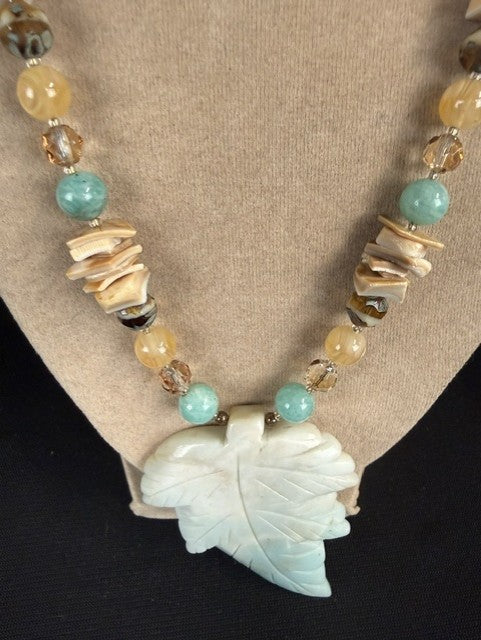 Amazonite, Agate, Shell and Glass Necklace