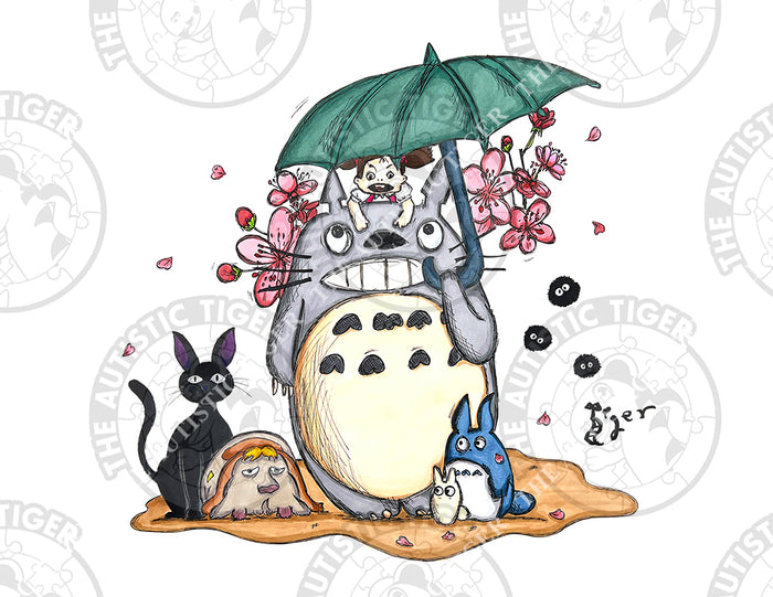 Art Print - A18 Totoro with Umbrella - My Neighbor Totoro - Ghibli