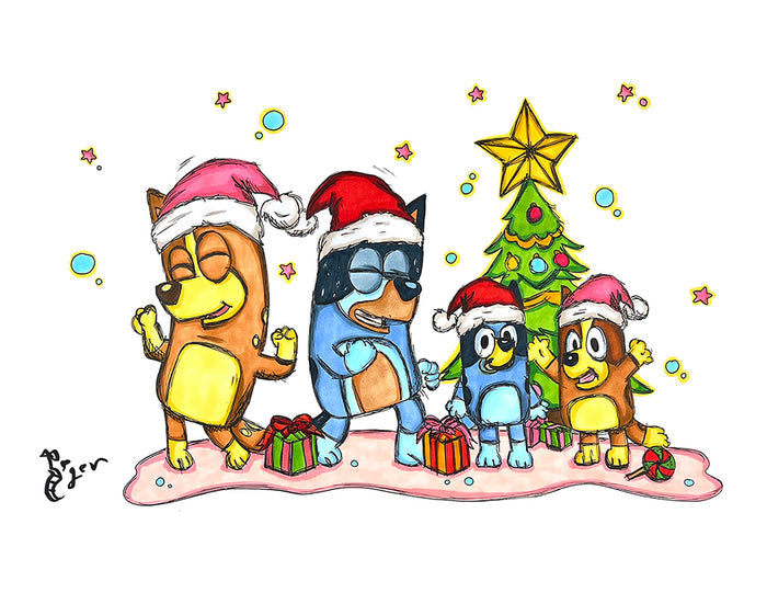 Art Print - B09 Bluey - Heeler Family Christmas (Copy)
