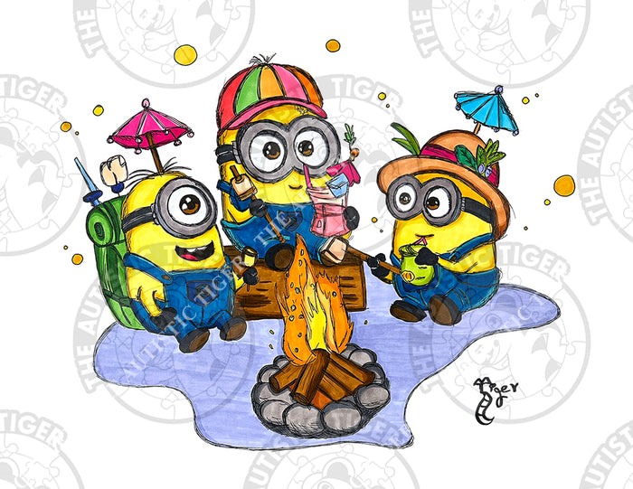 Art Print - C09 Minions Campfire - Despicable Me / Minions