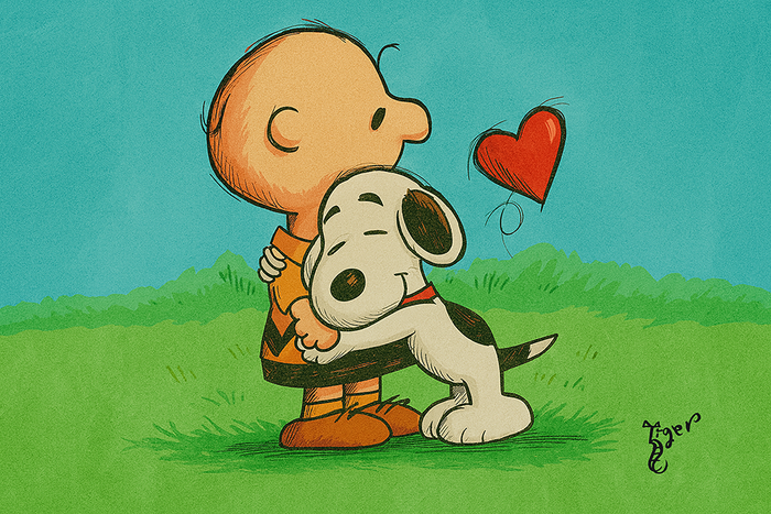 Art Print - C38 Snoopy Hugs Charlie Brown - Peanuts