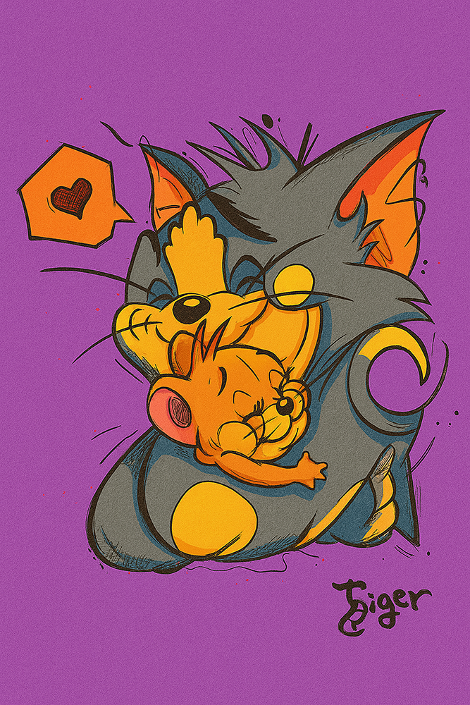 Art Print - C39 Tom and Jerry Hugs