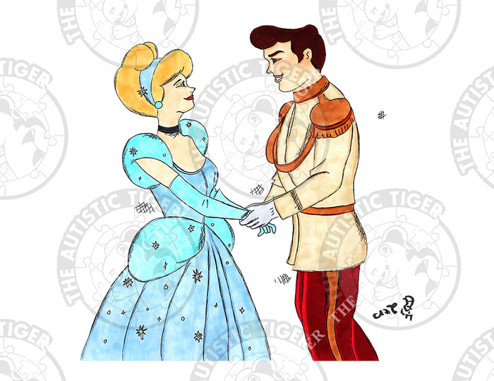 Art Print - D13 Upside Down Cinderella and Prince Charming