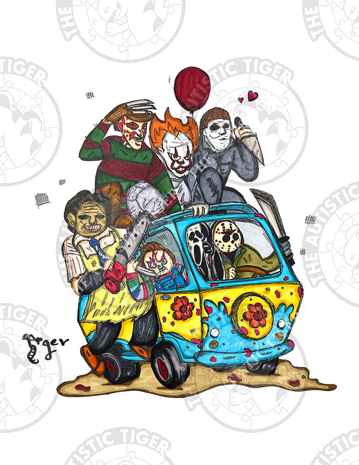 Art Print - H06 Horror Guys in Mystery Machine