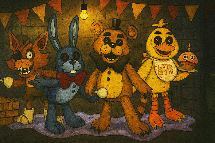 Art Print - H23 FNAF Gang - FULL SCENE - Five Nights at Freddy's