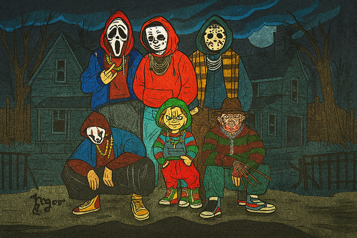 Art Print - H25 Six Horror Guys in the Hood - FULL SCENE