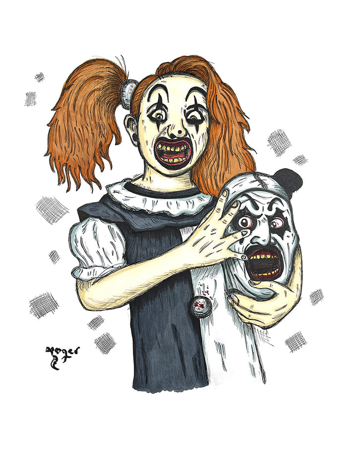 Art Print - H33 Little Pale Girl w/ Art the Clown - Terrifier