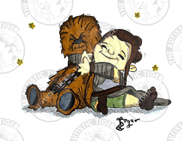 Art Print - M09 Leia and Chewbacca - Star Wars