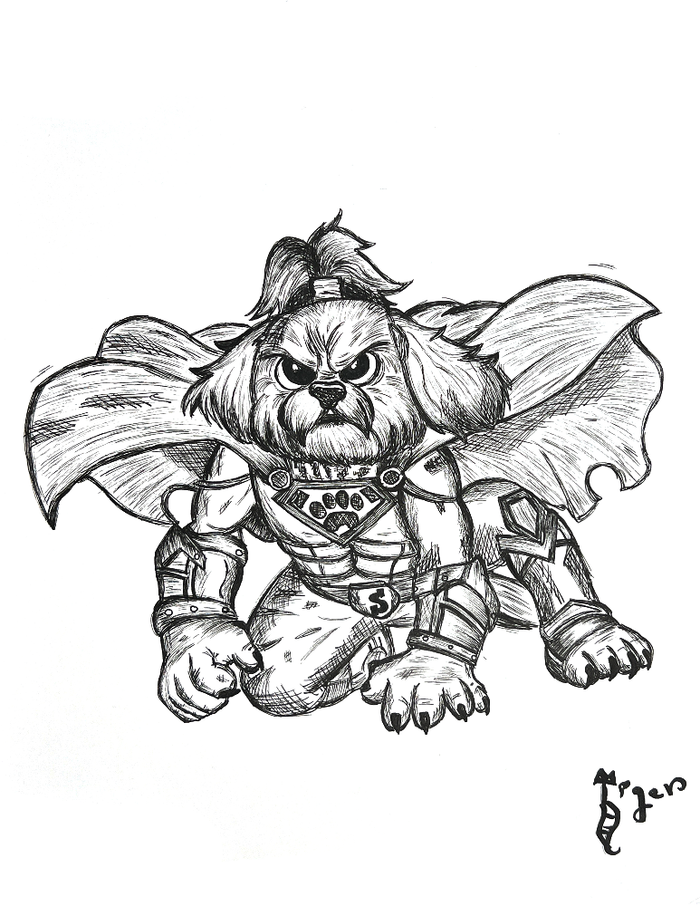 Art Print - N39 Rocket the Chocolate Avenger - Pen and Ink