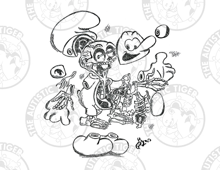 Art Print - P09 Smurf Dissected B/W