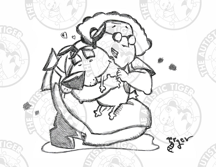 Art Print - P55 Courage the Cowardly Dog B/W