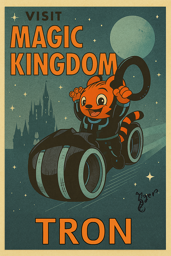 Art Print - PC19 Visit Magic Kingdom - Tron - TAT Postcard