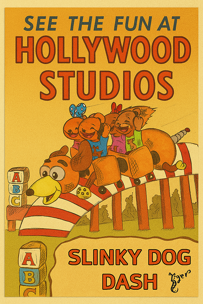 Art Print - PC22 See the Fun at Hollywood Studios - Slinky Dog Dash - TAT Postcard