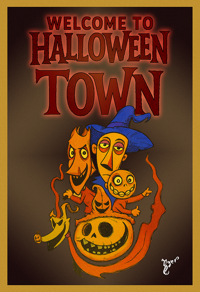 Art Print - PC25 Welcome to Halloween Town - Nightmare Before XMAS - Postcard