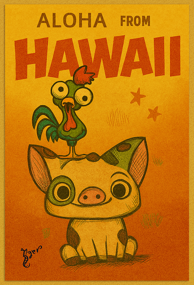 Art Print - PC26 Aloha From Hawaii - Moana - Postcard
