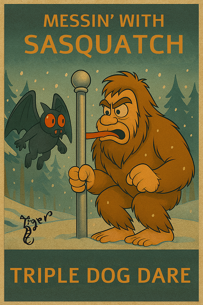 Art Print - PC31 Triple Dog Dare - Messin with Sasquatch - Postcard