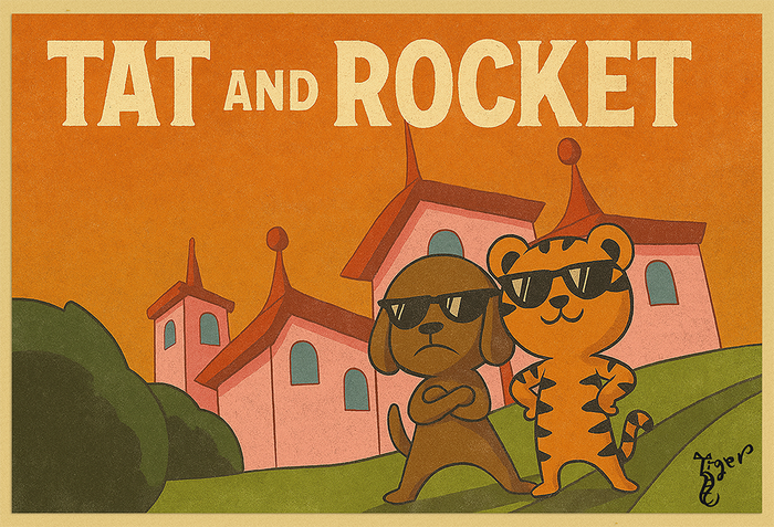 Art Print - PC32 TAT and Rocket Most Wanted - TAT Postcard