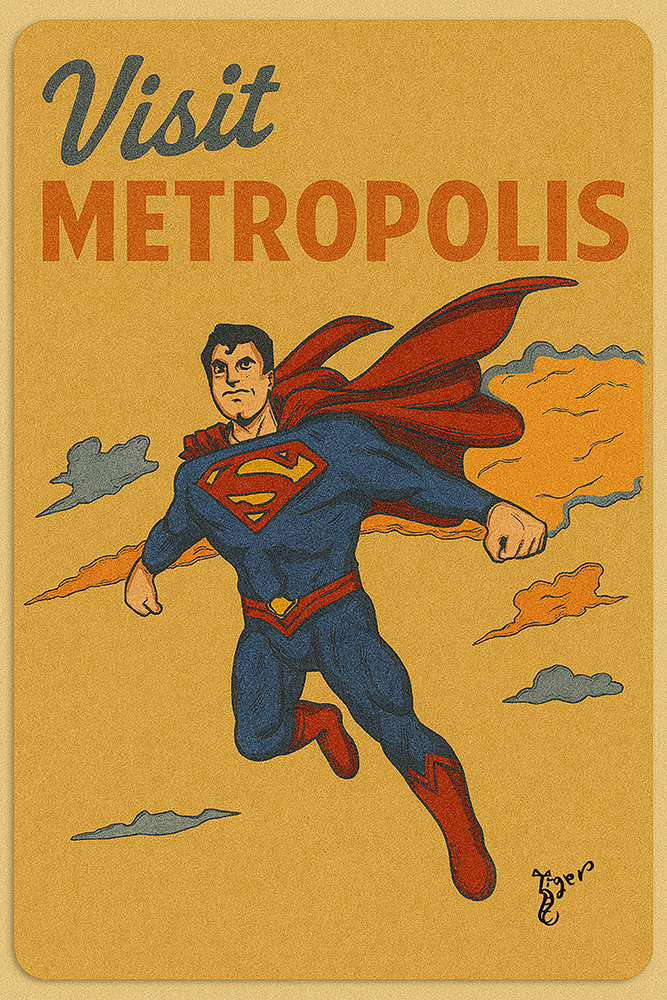 Art Print - PC39 Visit Metropolis - Superman - Postcard