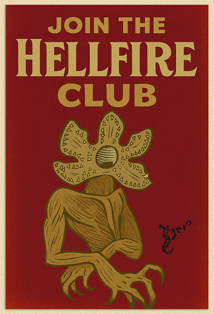 Art Print - PC44 Join the Hellfire Club - Stranger Things Demagorgon - Postcard