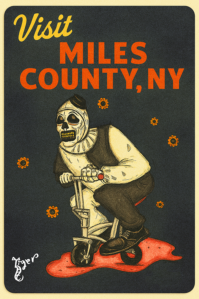 Art Print - PC47 Visit Miles County, NY - Art the Clown Terrifier - Postcard