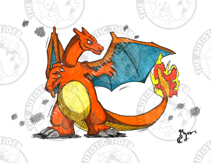 Art Print - PK02 Standing Charizard - Pokemon