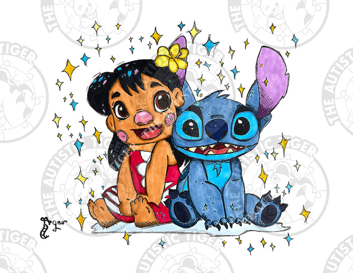 Art Print - S06 Lilo and Stitch Sitting - Lilo and Stitch