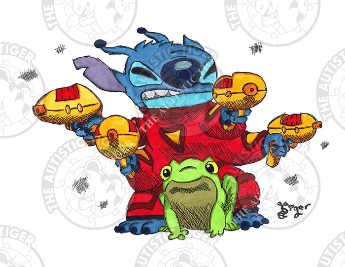Art Print - S26 Stitch Ray Guns - Lilo and Stitch