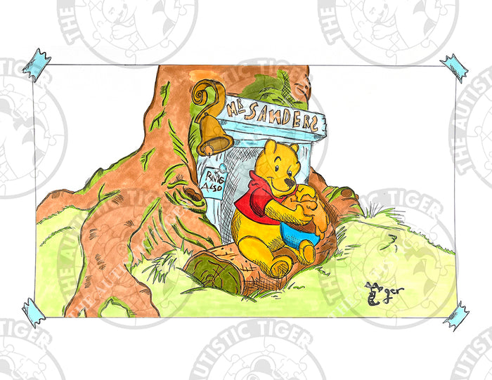 Art Print - W07 Pooh at his House - Winnie the Pooh DIsney
