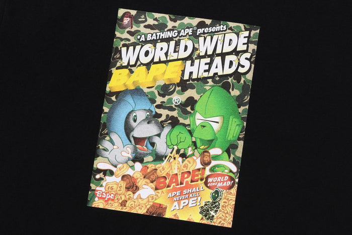 BAPE MENS COTTON PRINTED HEADS FLYER T-SHIRT