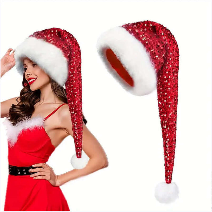 Christmas Sequin Santa Hat Sparkling Holiday Cap party outfit accessory