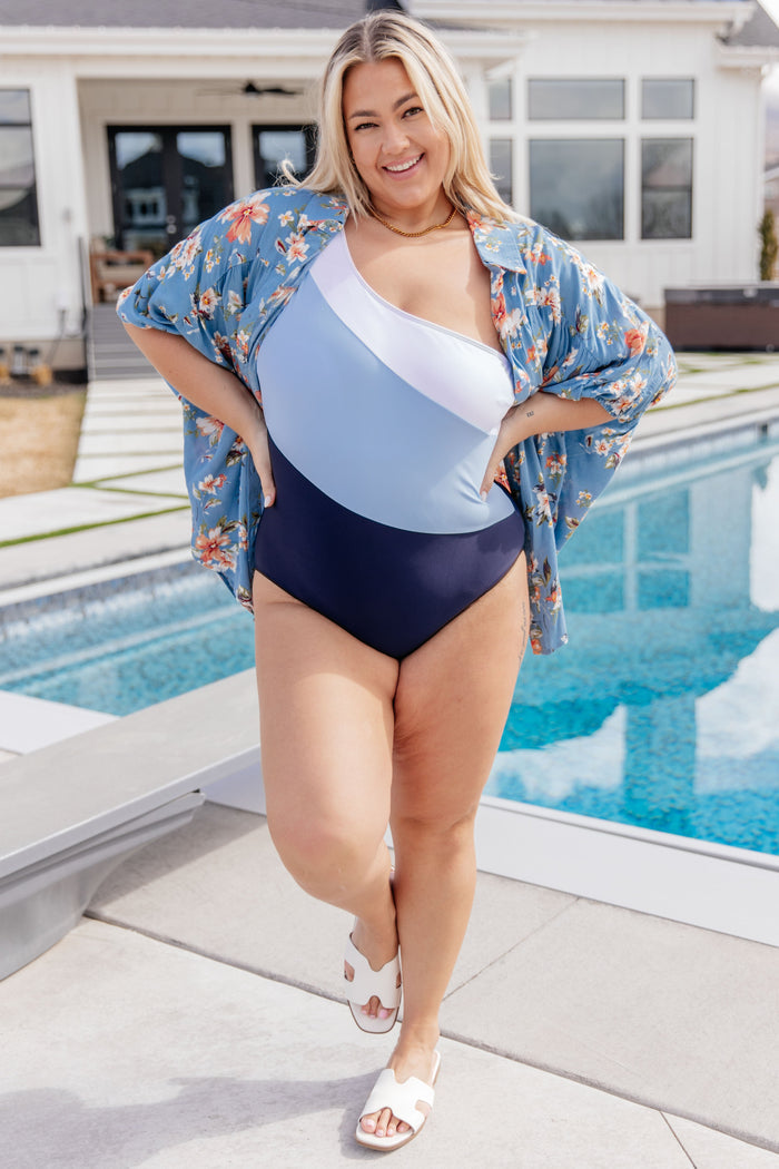 Dominica Color Block Asymmetrical Swimsuit One Piece Swimsuit Ave Shops- Tilden Co.