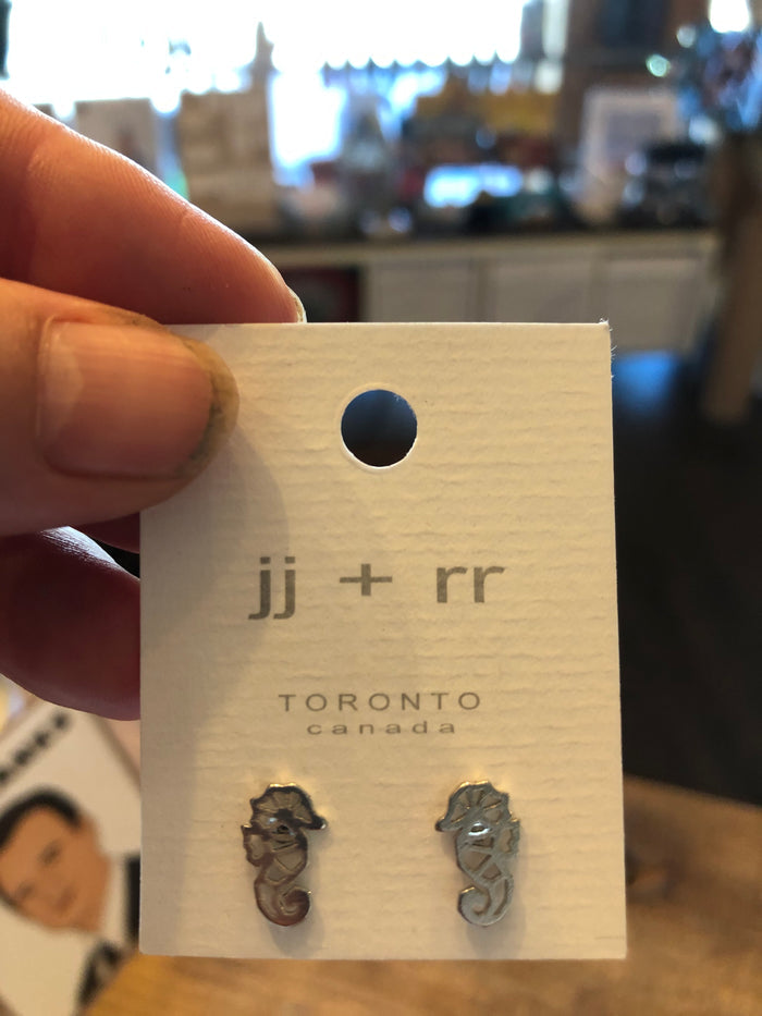 Silver Sea Horse Stud