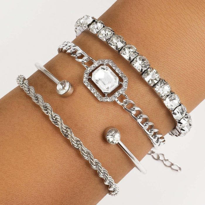 Fashion Jewelry 4 Pcs Crystal Bracelet Set Women bohemian design jewelry.