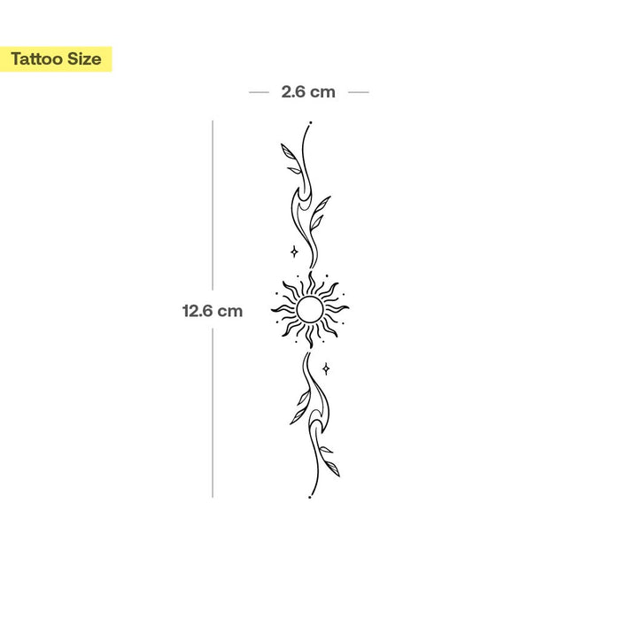 Florale Wellen mit Sonne Tattoo