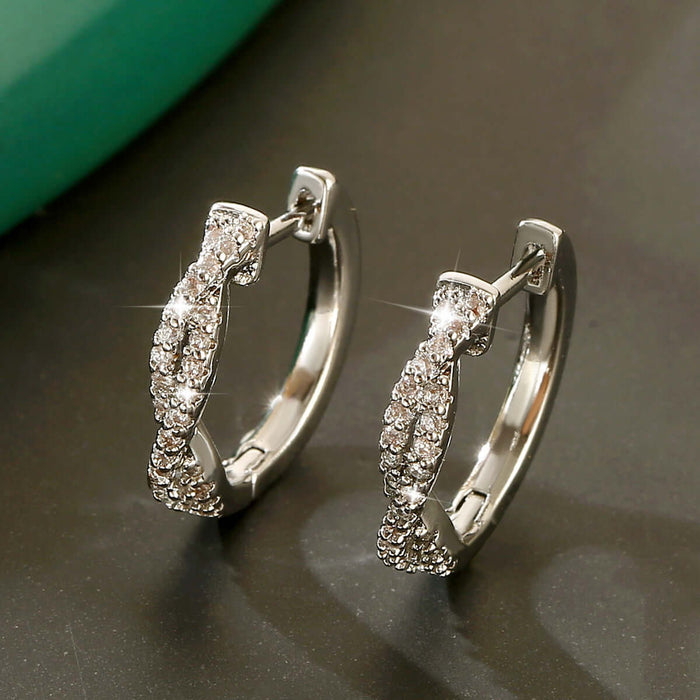 Geometric Braided Copper Hoops Luxury Gold Silver Earrings featuring sparkling detail and modern design.