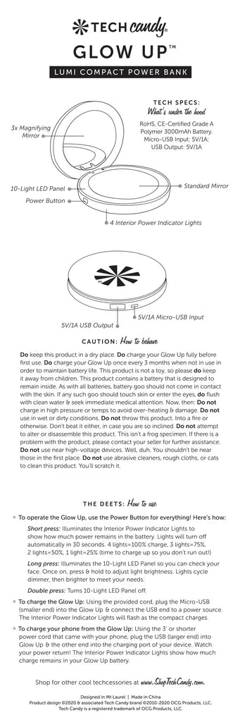 Glow Up Lumi Compact Power Bank - Molly + Kate