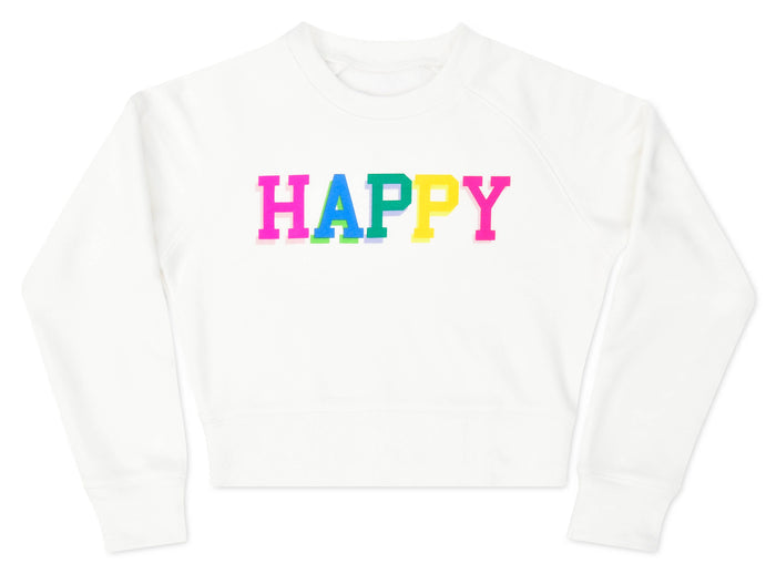 Happy White Basic Crew Neck Sweatshirt (LARGE 14)