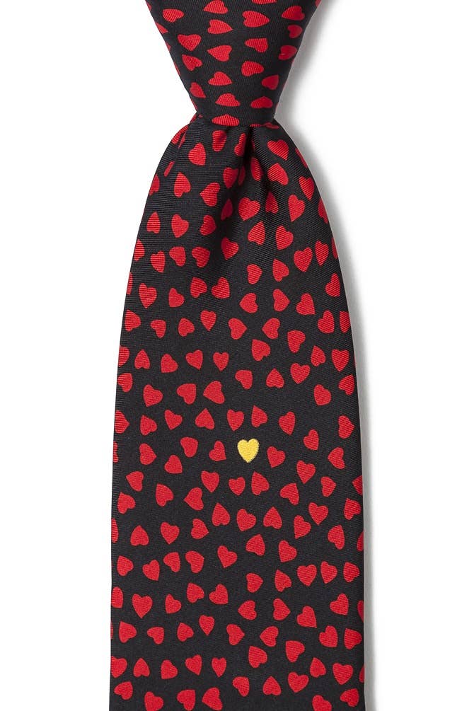 Heart of Gold Tie - Navy Silk