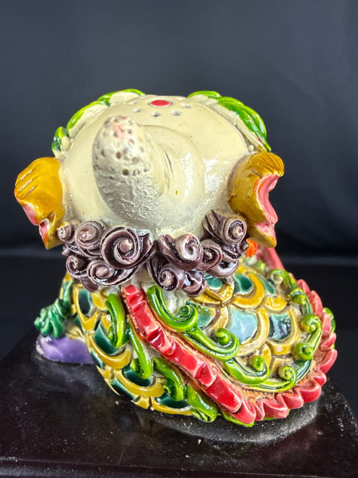 Koji Pottery Wucai Porcelain Ceramic Figurine w/Plaque