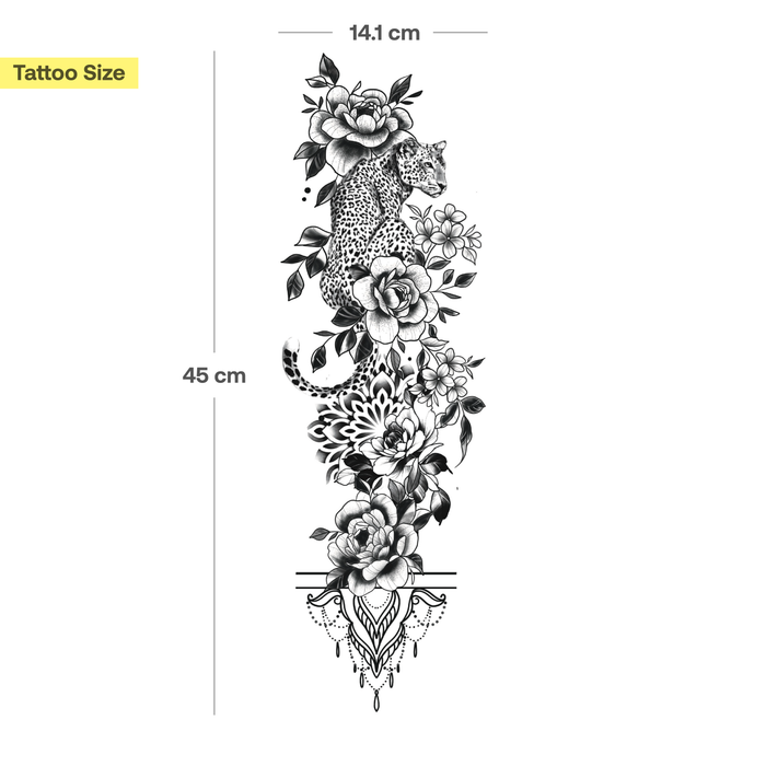 Leopard & Blumen Tattoo Sleeve