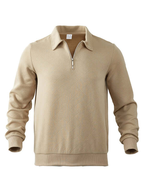 Men Half Zip Sweatshirt Lapel Long Sleeve Casual Top long sleeve detail