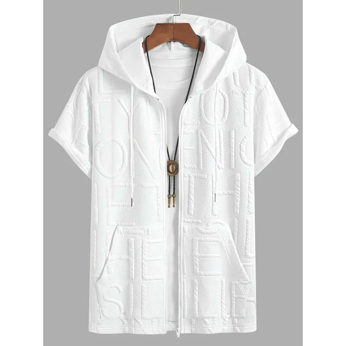 Mens Urban Jacquard Letter Printed Hooded Tshirt size XL length 50