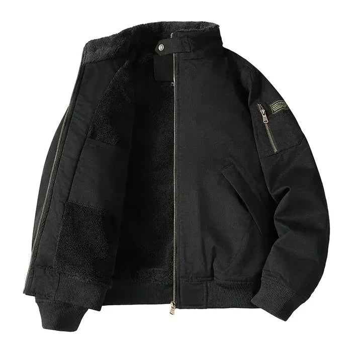 Mens Winter Fleece Lined Flight Jacket Workwear multiple pockets design