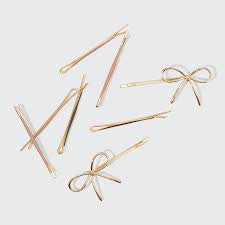 Metal Enamel Puffy & Bow Bobby Pins 8pc Set - Molly + Kate
