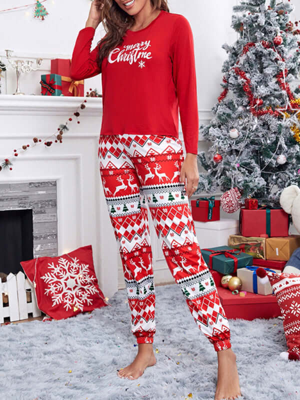 Reindeer Christmas Pajamas Women's Winter Two Piece Set winter comfort fit