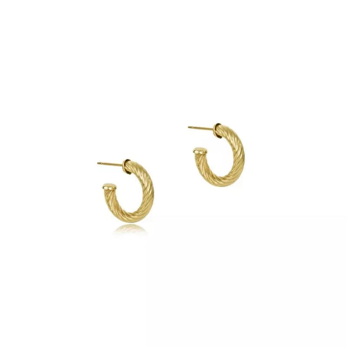 Round Textured Twist Post Hoop - Gold - Molly + Kate