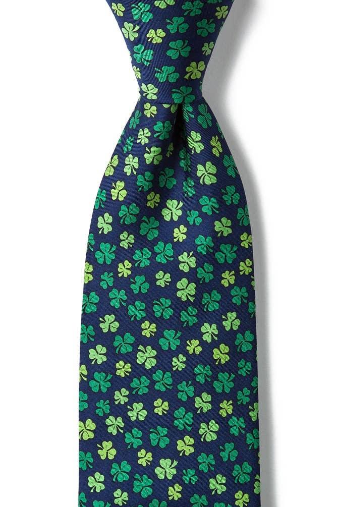 Shamrock'd Tie - Navy Blue Silk - The In Gate