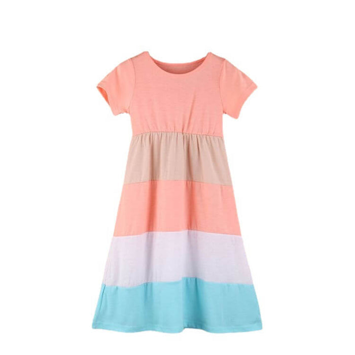Short Sleeve Striped Parent-Child Dress summer matching clothes.