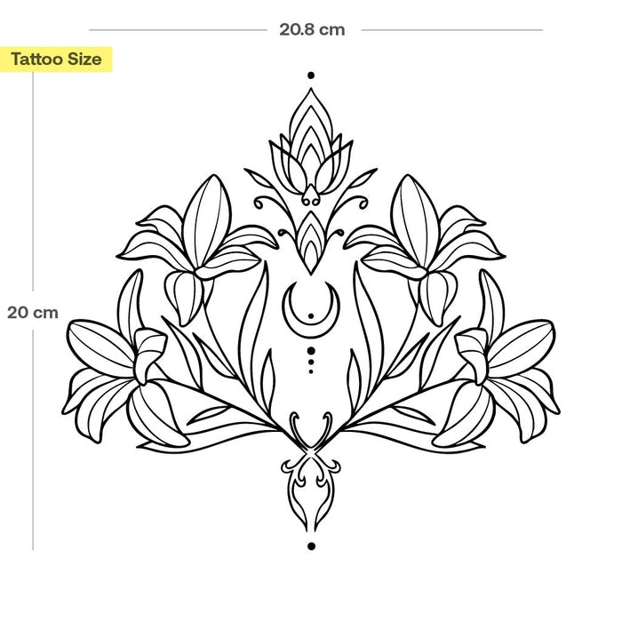 Symmetrisches Lilien Ornament Tattoo