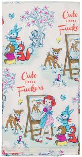 Cute little fuckers tea towel